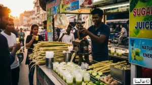 عصير القصب الطاقة الطبيعية في الشارع