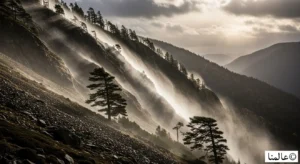 الرياح الكاتاباتيكية الباردة وهي تنحدر من المرتفعات الجليدية بفعل الجاذبية