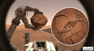 حياة على كواكب أخرى - لماذا يصمت الكون؟ (النظرية المرعبة) 3 رسم تعبيري يمثل نظرية البانسبرميا وانعكاس وجه إنسان كأنه كائن فضائي في المرآة كدليل على أن أصل الحياة جاء من الفضاء