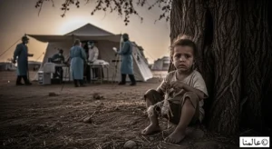 طفل يلعب تحت شجرة كبيرة في غينيا يمثل بداية تفشي فيروس إيبولا والمريض صفر