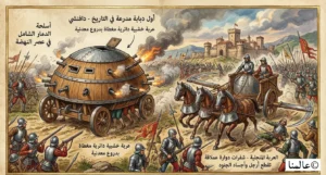 رسومات تخطيطية من مذكرات دافنشي لأسلحة حربية ومدافع رشاشة وعربات منجلية