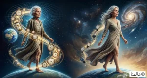 رسم يوضح ظاهرة تمدد الزمن كأحد أهم حقائق عن الجاذبية الأرضية وتأثيرها على عمر الإنسان